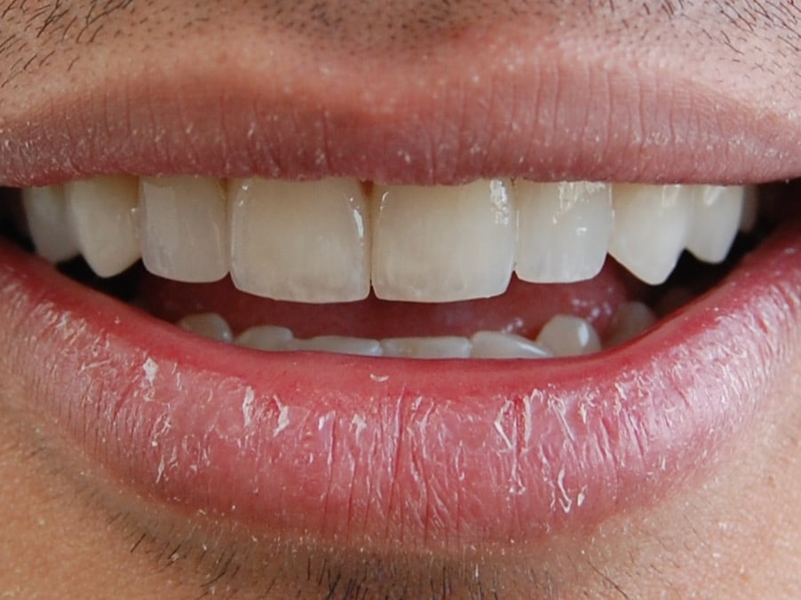 8 porcelain veneers, after treatment, front view of smile with lips