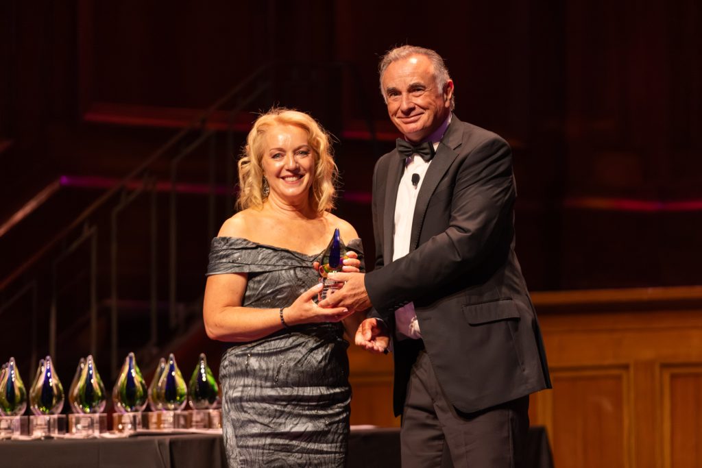 Nadia accepting Receptionist of the Year at the Australian Dentistry Awards 2025