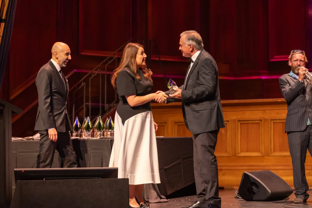Marianne Sourial accepting the Best Practice Manager award at the Australian Dentistry Awards 2025